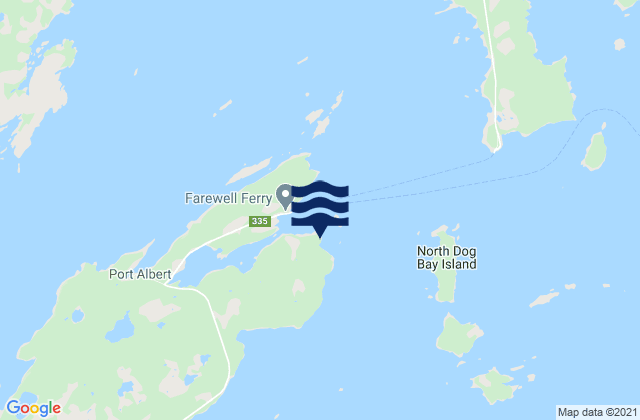 Mapa da tábua de marés em Farewell, Canada