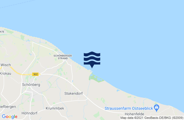 Mapa da tábua de marés em Fargau-Pratjau, Germany