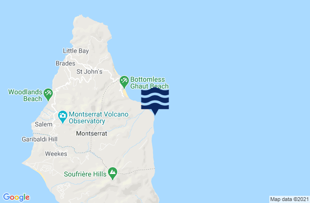 Mapa da tábua de marés em Farm bay, Guadeloupe