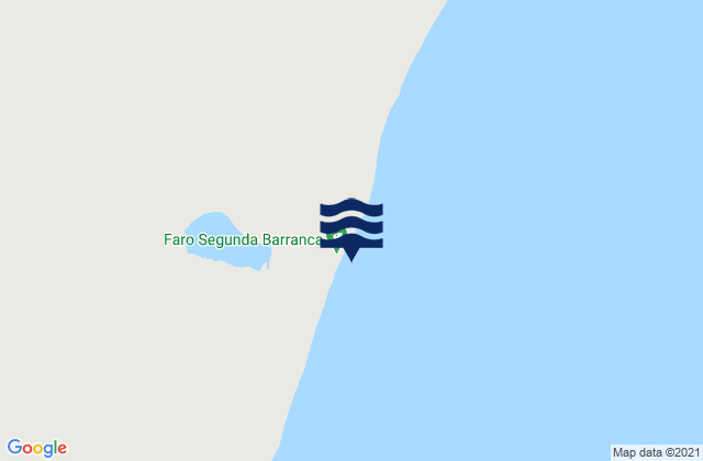 Mapa da tábua de marés em Faro Segunda Barranca, Argentina