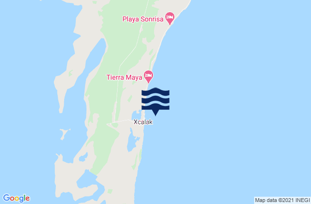 Mapa da tábua de marés em Faro Xcalak, Mexico