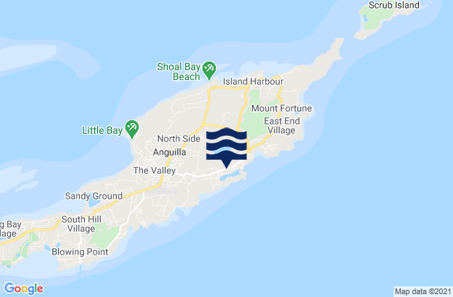 Mapa da tábua de marés em Farrington, Anguilla