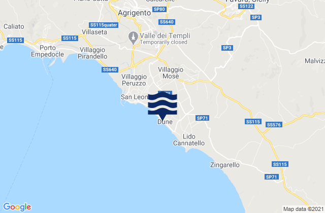 Mapa da tábua de marés em Favara, Italy