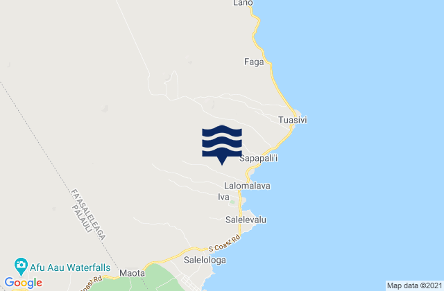 Mapa da tábua de marés em Fa‘asaleleaga, Samoa