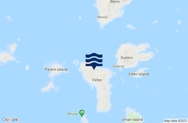 Mapa da tábua de marés em Fefen Municipality, Micronesia