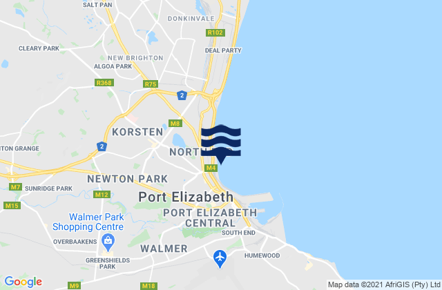 Mapa da tábua de marés em Fence (Port Elizabeth), South Africa