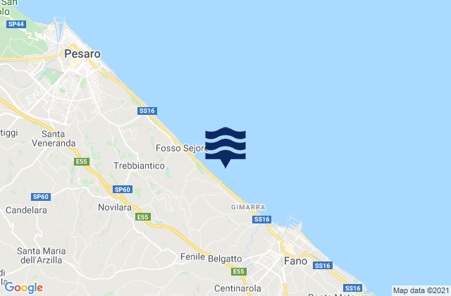 Mapa da tábua de marés em Fenile, Italy
