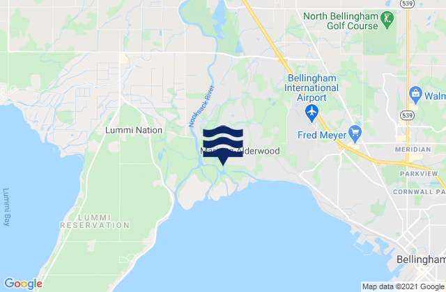 Mapa da tábua de marés em Ferndale, United States