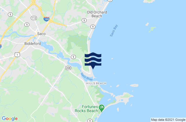 Mapa da tábua de marés em Ferry Beach, United States