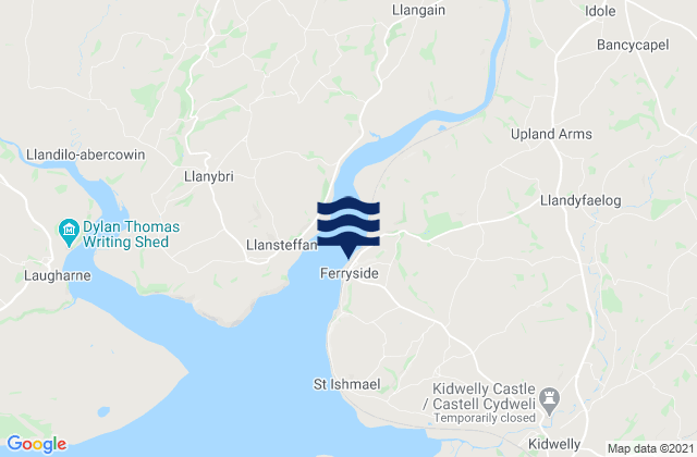 Mapa da tábua de marés em Ferryside, United Kingdom
