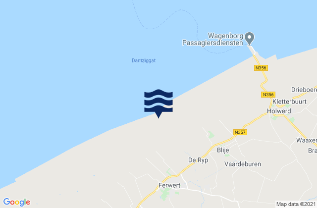 Mapa da tábua de marés em Ferwert, Netherlands