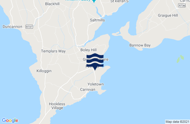 Mapa da tábua de marés em Fethard, Ireland
