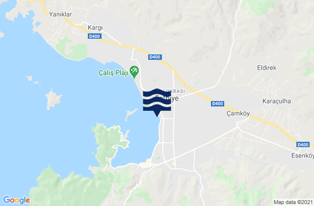 Mapa da tábua de marés em Fethiye, Turkey