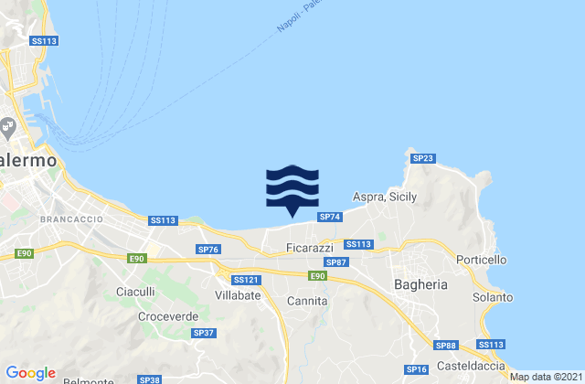 Mapa da tábua de marés em Ficarazzi, Italy