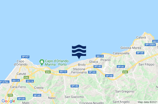 Mapa da tábua de marés em Ficarra, Italy