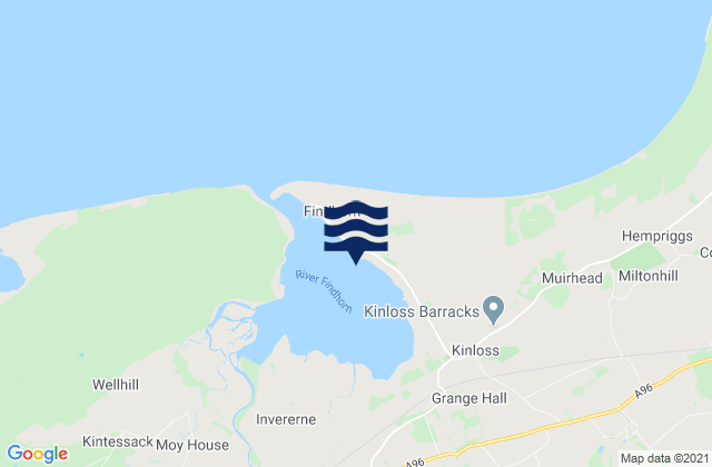 Mapa da tábua de marés em Findhorn Bay, United Kingdom