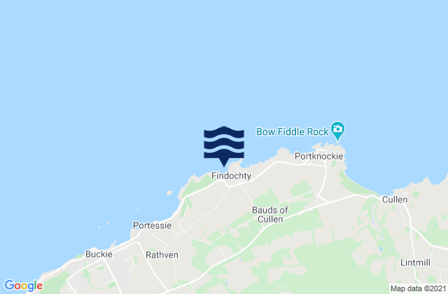Mapa da tábua de marés em Findochty Beach, United Kingdom