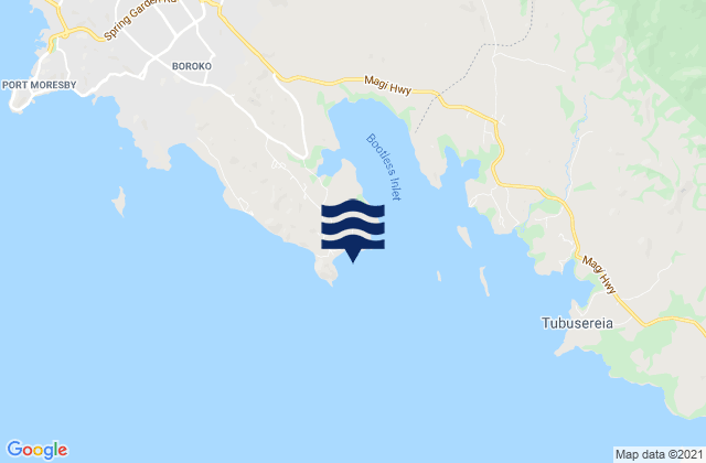 Mapa da tábua de marés em Fingal Beach, Papua New Guinea