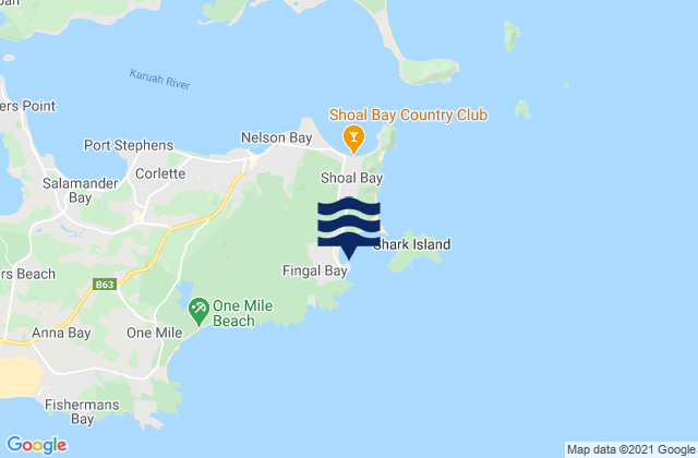 Mapa da tábua de marés em Fingal Point and Beach, Australia