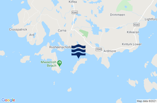 Mapa da tábua de marés em Finish Island, Ireland