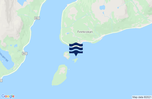 Mapa da tábua de marés em Finnkroken, Norway