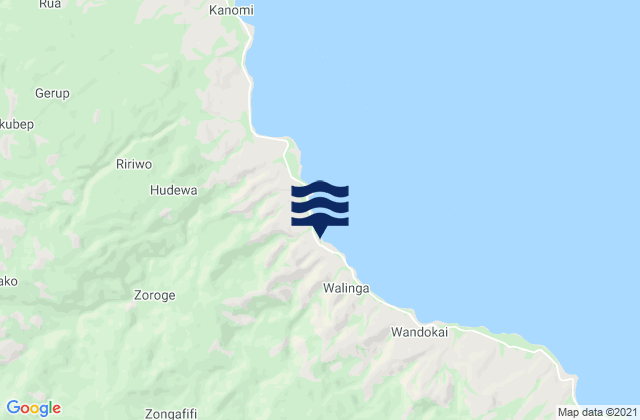 Mapa da tábua de marés em Finschhafen, Papua New Guinea