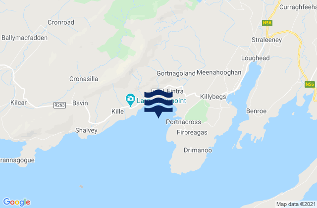 Mapa da tábua de marés em Fintragh Bay, Ireland