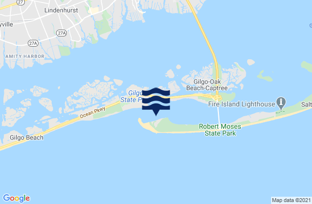 Mapa da tábua de marés em Fire I. Inlet 0.5 mi. S of Oak Beach, United States