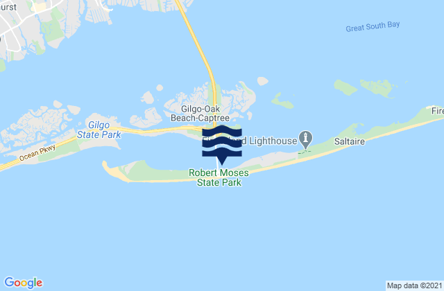Mapa da tábua de marés em Fire Island Coast Guard Station, United States