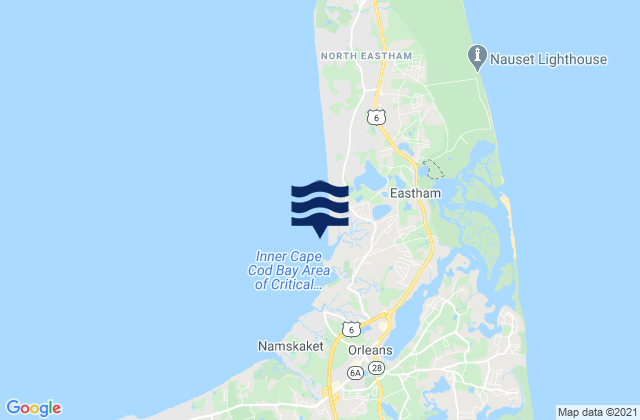 Mapa da tábua de marés em First Encounter Beach, United States