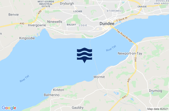 Mapa da tábua de marés em Firth of Tay, United Kingdom