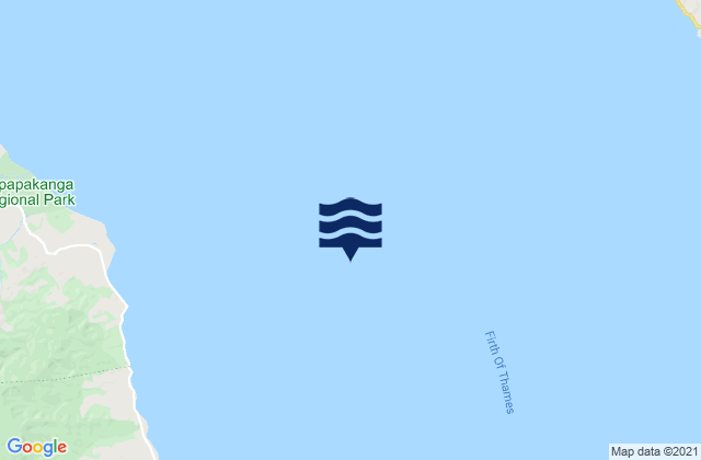 Mapa da tábua de marés em Firth of Thames, New Zealand