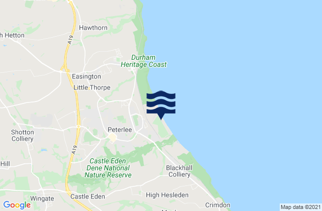 Mapa da tábua de marés em Fishburn, United Kingdom