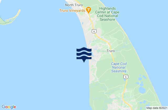 Mapa da tábua de marés em Fisher Beach Truro, United States