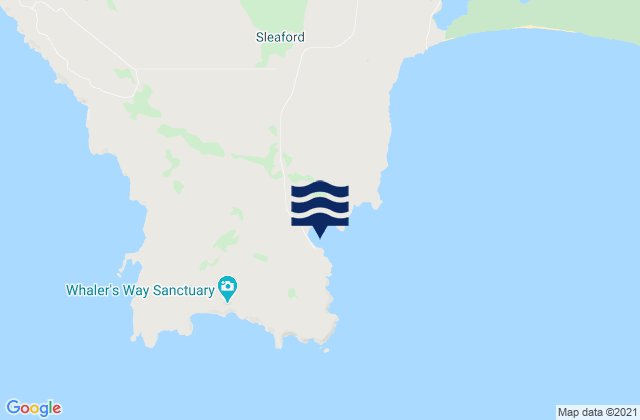 Mapa da tábua de marés em Fisheries Bay, Australia