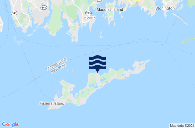 Mapa da tábua de marés em Fishers Island, United States