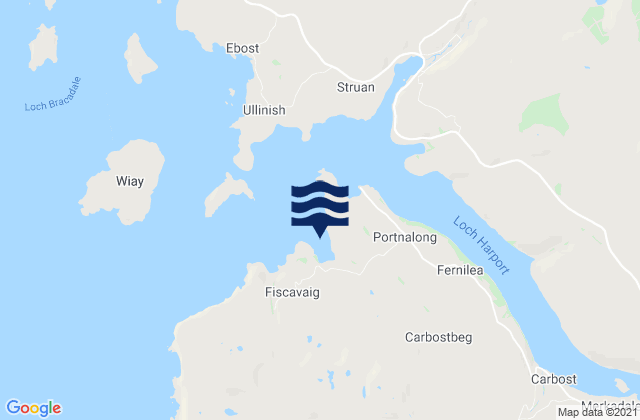 Mapa da tábua de marés em Fiskavaig Bay, United Kingdom