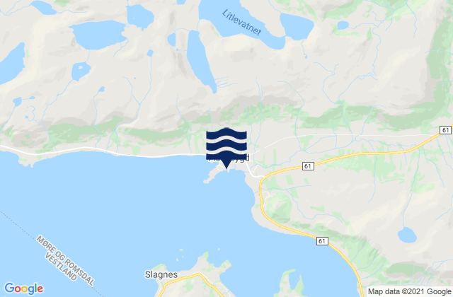Mapa da tábua de marés em Fiskå, Norway