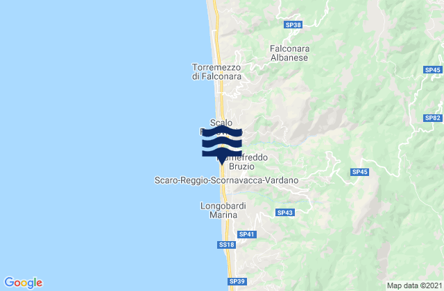 Mapa da tábua de marés em Fiumefreddo Bruzio, Italy