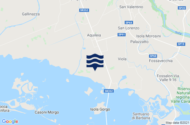 Mapa da tábua de marés em Fiumicello, Italy
