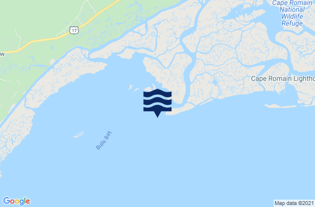 Mapa da tábua de marés em Five Fathom Creek Entrance, United States