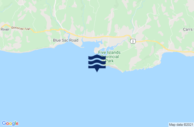 Mapa da tábua de marés em Five Islands, Canada
