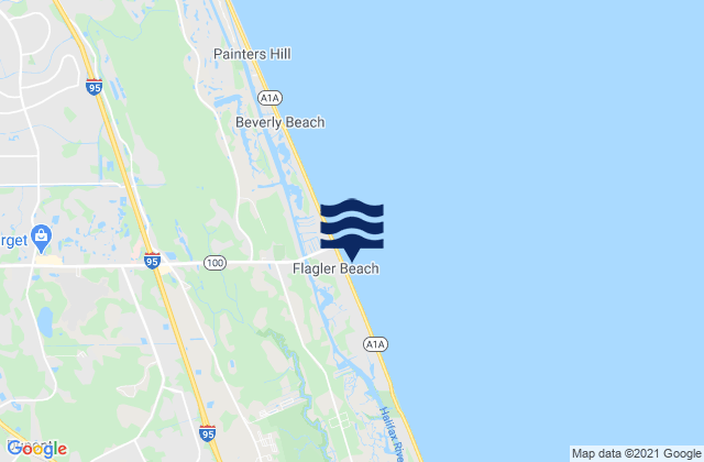 Mapa da tábua de marés em Flagler Beach, United States