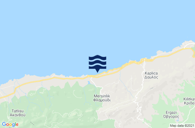 Mapa da tábua de marés em Flamoúdi, Cyprus