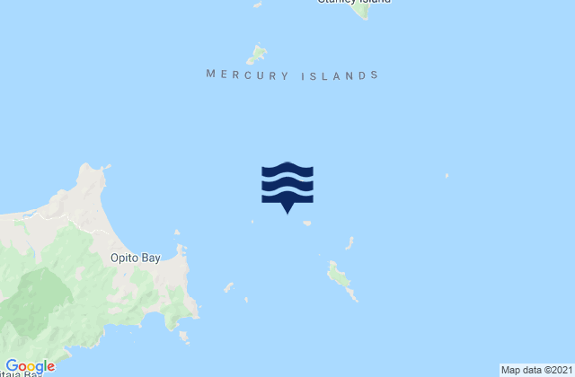 Mapa da tábua de marés em Flat Island, New Zealand