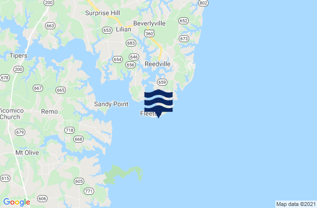 Mapa da tábua de marés em Fleeton Point, United States