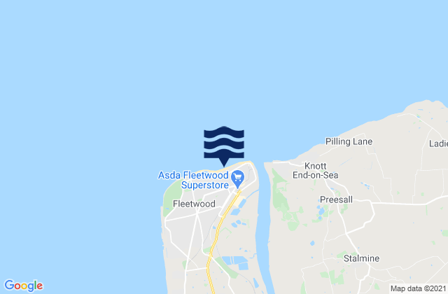 Mapa da tábua de marés em Fleetwood Beach, United Kingdom