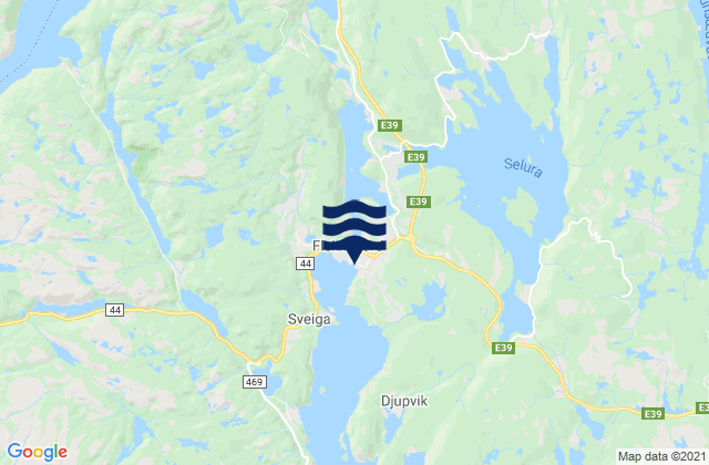 Mapa da tábua de marés em Flekkefjord, Norway