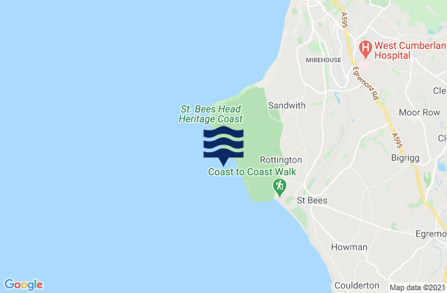 Mapa da tábua de marés em Fleswick Bay, United Kingdom