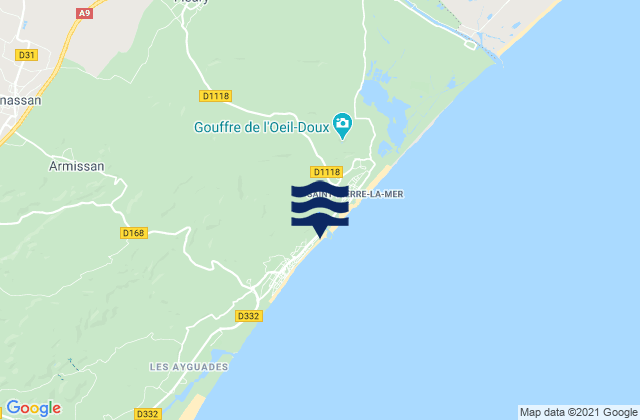 Mapa da tábua de marés em Fleury, France